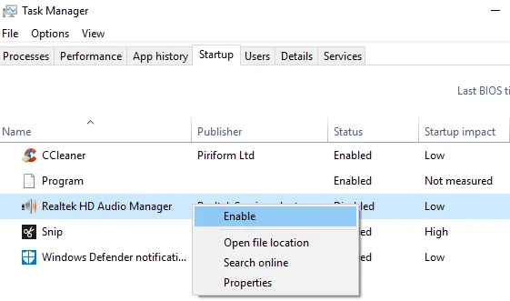 Realtek HD Audio Manager updaten en opnieuw installeren