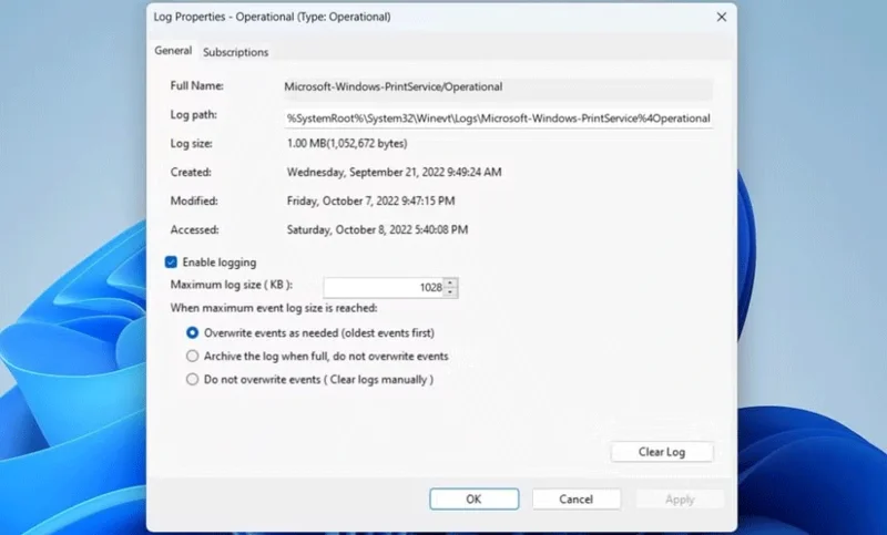 How to check document print history on Windows