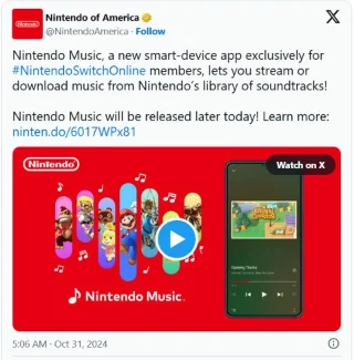 任天堂は、同社の40年間のゲーム開発で登場したメロディーを合成した音楽アプリをリリースしました。