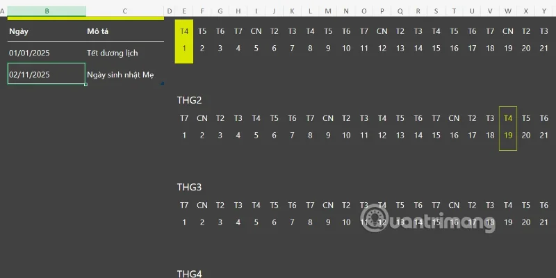 Instruções para criar um calendário no Excel