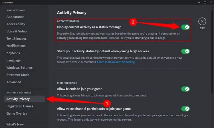Cómo ocultar el juego que estás jugando en Discord