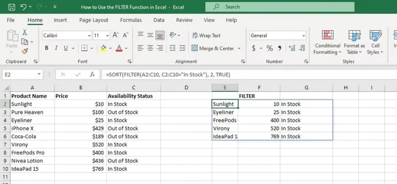 Cómo utilizar la función FILTRO en Excel