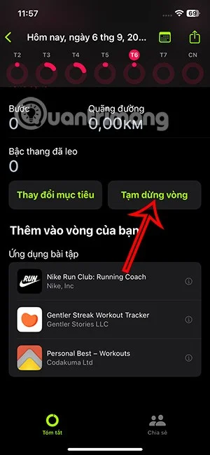 iPhone에서 피트니스 활동 시리즈를 일시 중지하는 방법