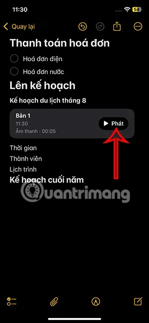 iPhone notlarına ses dosyaları ekleme talimatları