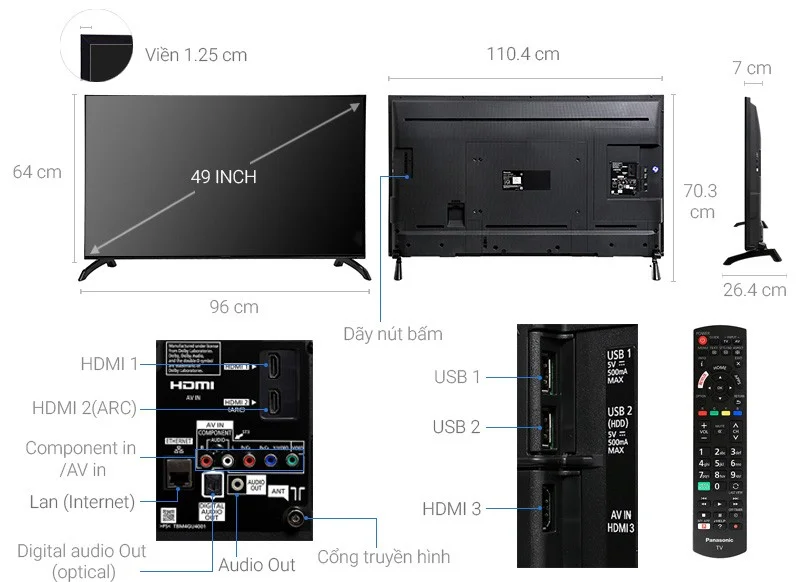 What are the sizes of 32-inch, 40-inch, 43-inch, 55-inch TVs... from Sony, Samsung, LG?