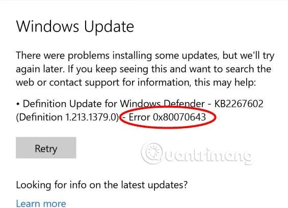 Fix Error 0x80070643 on Windows