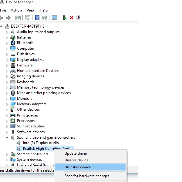 Realtek HD Audio Manager updaten en opnieuw installeren