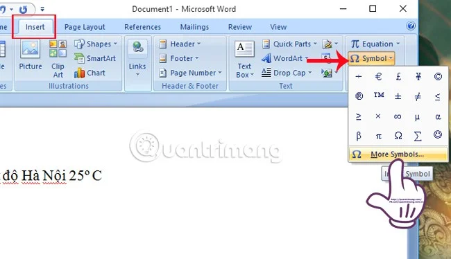 Instructies voor het invoegen van gradensymbolen in Word