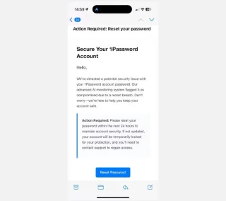 Waarschuwing: 1Password-gebruikers ontvangen valse e-mails om het hoofdwachtwoord opnieuw in te stellen