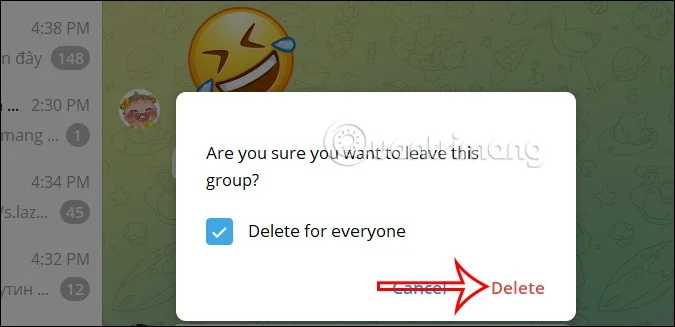 Instruções para excluir grupos no Telegram
