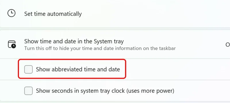How to display full date and time on Windows 11 Taskbar