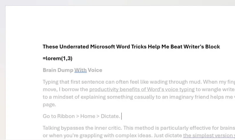 Trucos de Microsoft Word para ayudarte a superar tu bloqueo de escritura