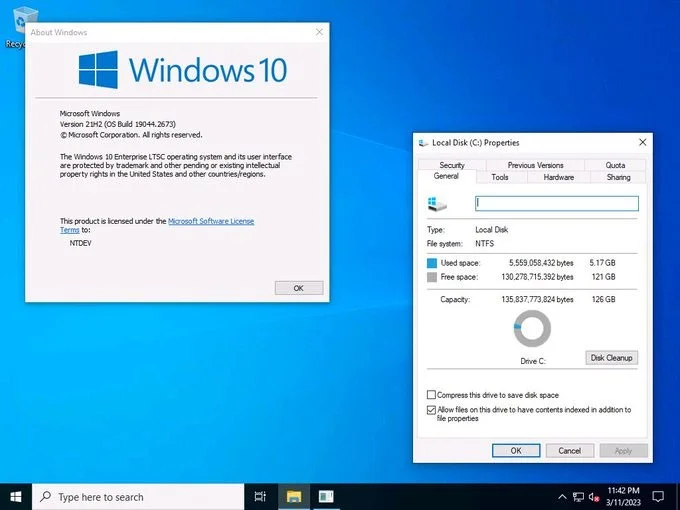 Windows 10 superlicht Tiny10 x64 23H1, geoptimaliseerd voor pc met slechts 2 GB RAM