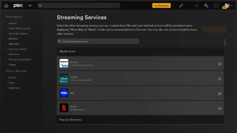 Como usar o Plex como um hub para seus serviços de streaming