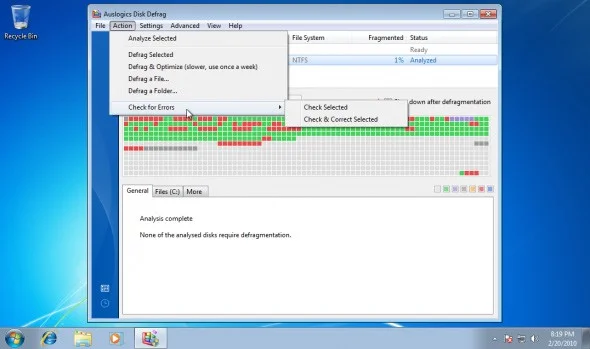 Desfragmentar unidades rápidamente en Windows 7