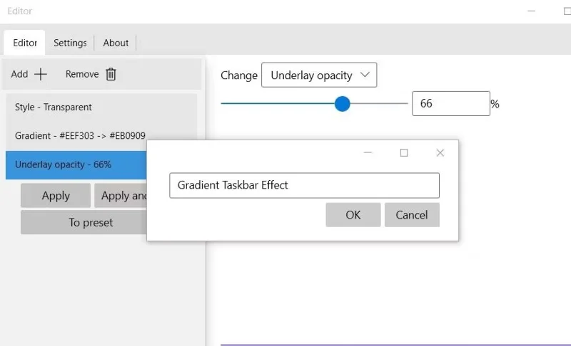 Instructions for creating Taskbar effects on Windows