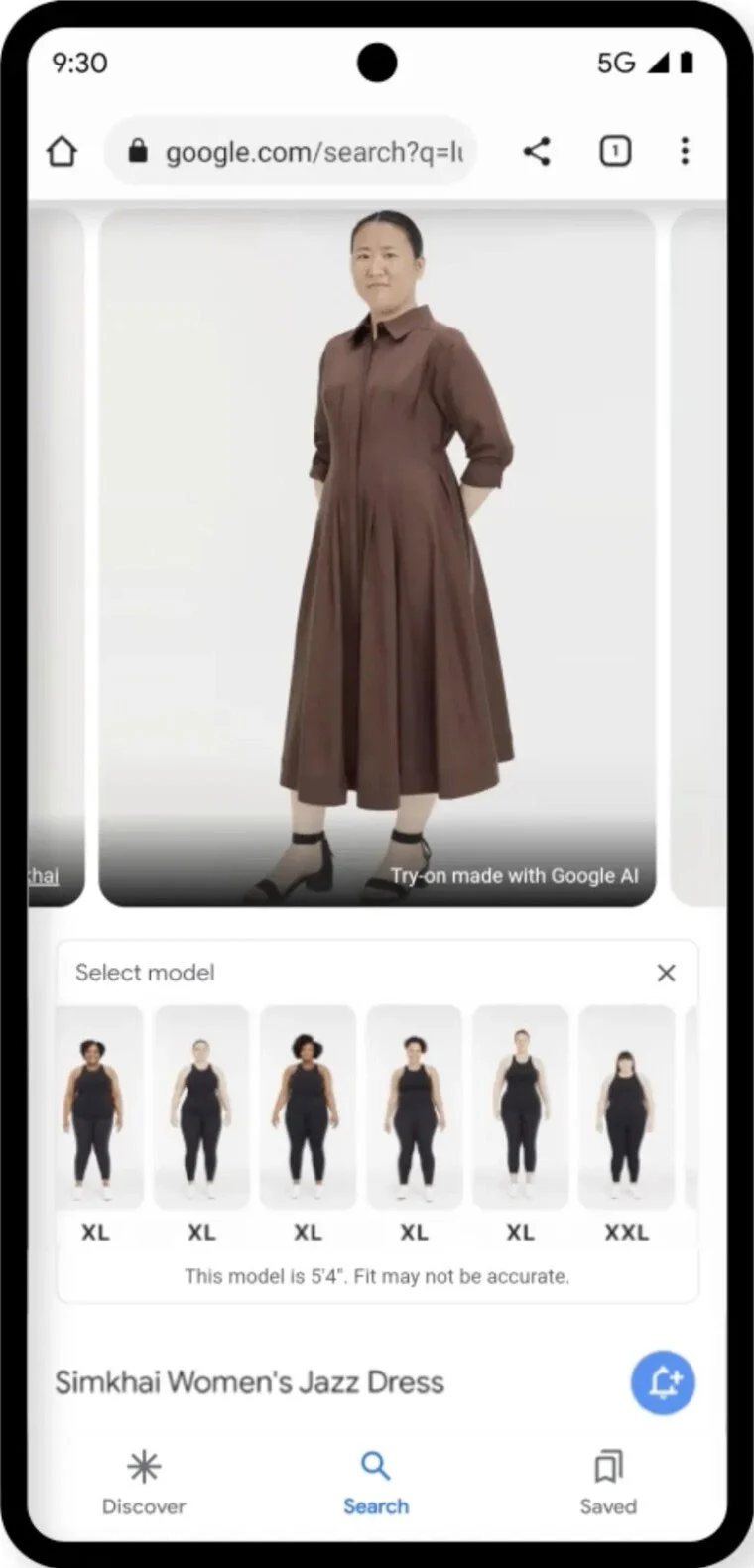 Google desarrolla una herramienta de compras con inteligencia artificial que permite a los usuarios probarse vestidos y camisas en casa.