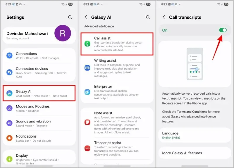 Cómo ver el texto de la grabación de llamadas en Samsung Galaxy