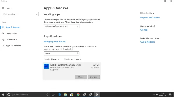 Realtek HD Audio Manager updaten en opnieuw installeren