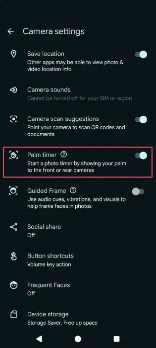 Cómo usar Palm Timer para tomar selfies en Android