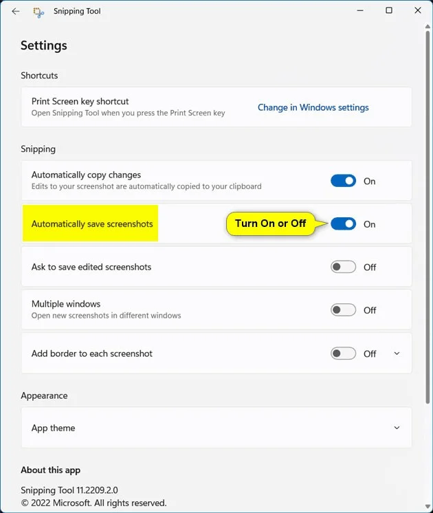 Cómo habilitar o deshabilitar el guardado automático de capturas de pantalla en la herramienta Recortes en Windows 11