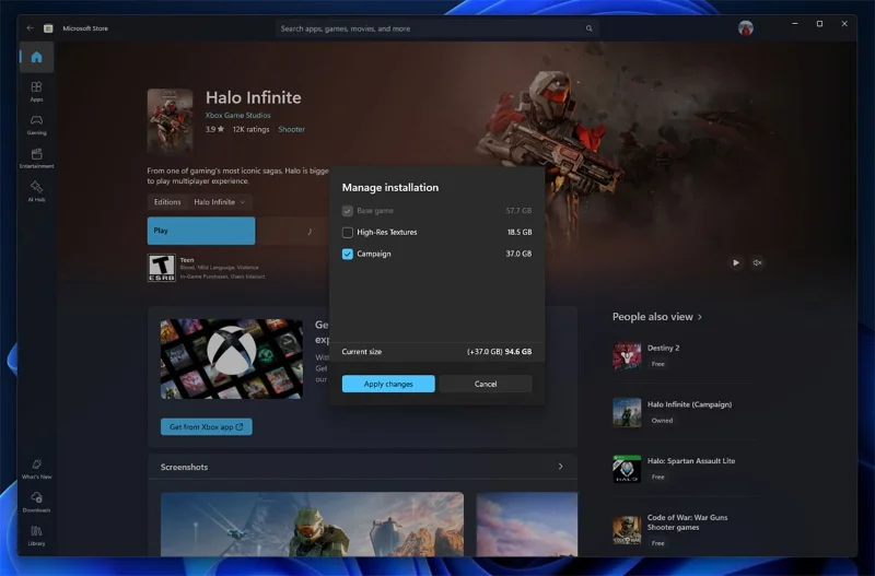 Microsoft Store permitirá a los usuarios descargar partes específicas de aplicaciones y juegos