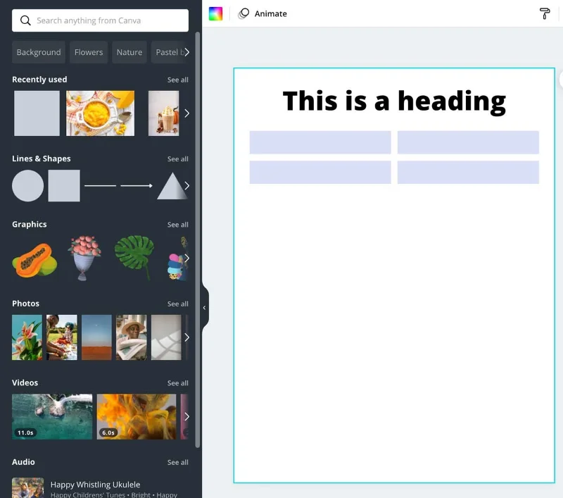 Een tabel maken in Canva