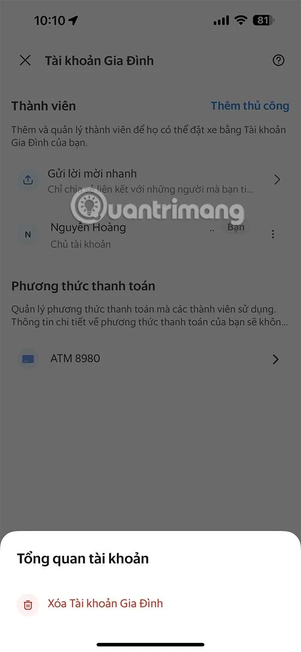 Grab'de aile hesabı oluşturma talimatları