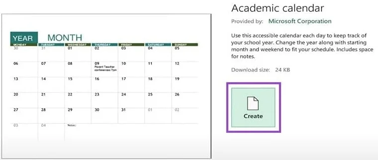 Instruções para criar um calendário no Excel