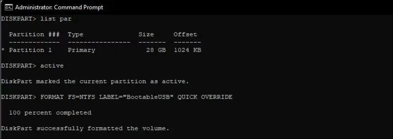 Cómo crear un arranque USB mediante el símbolo del sistema