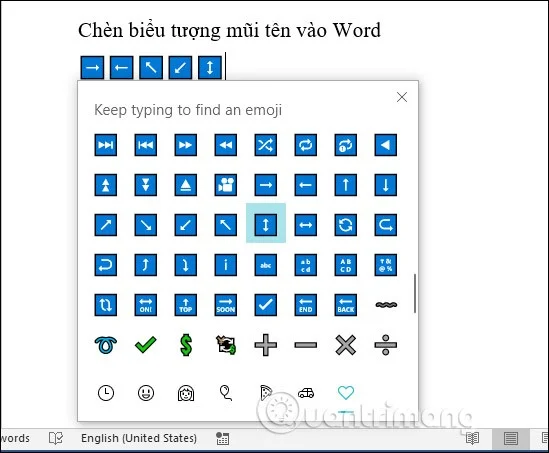 Hoe u pijlsymbolen (↑↓←↕↔→↘↗↙↖) in Word invoegt en schrijft