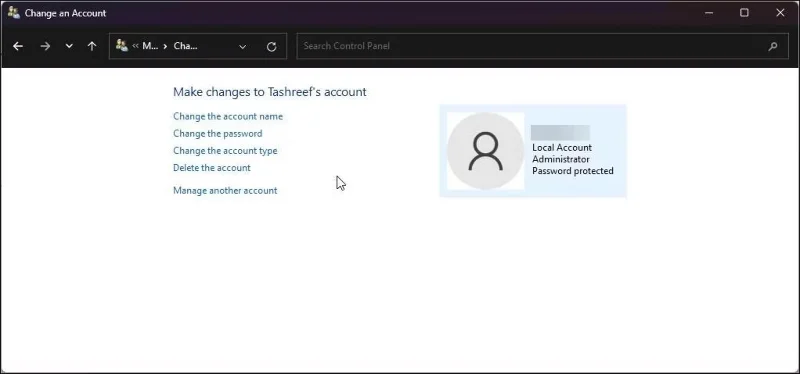 How to change account password in Windows 11