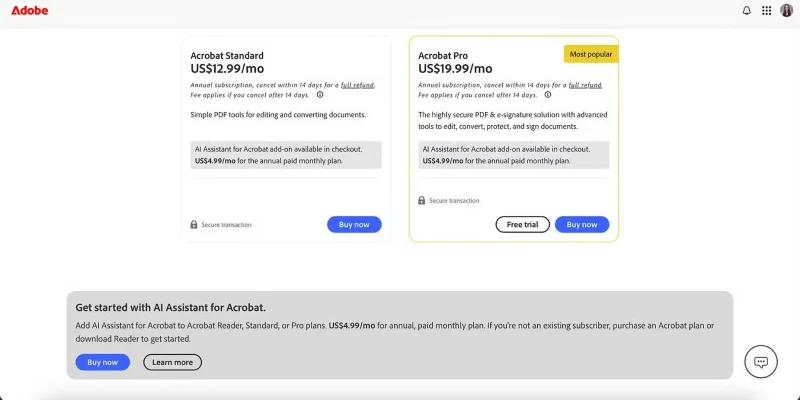Adobe Acrobat lança recurso de IA que lê contratos para usuários