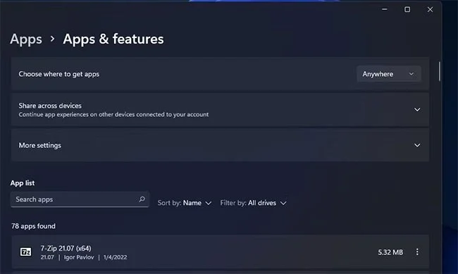9 ways to open Apps & Features tool on Windows 11