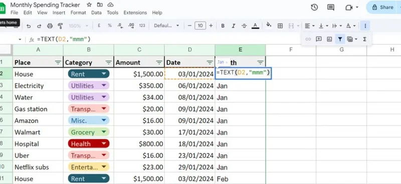How to Create a Monthly Spending Tracker on Google Sheets