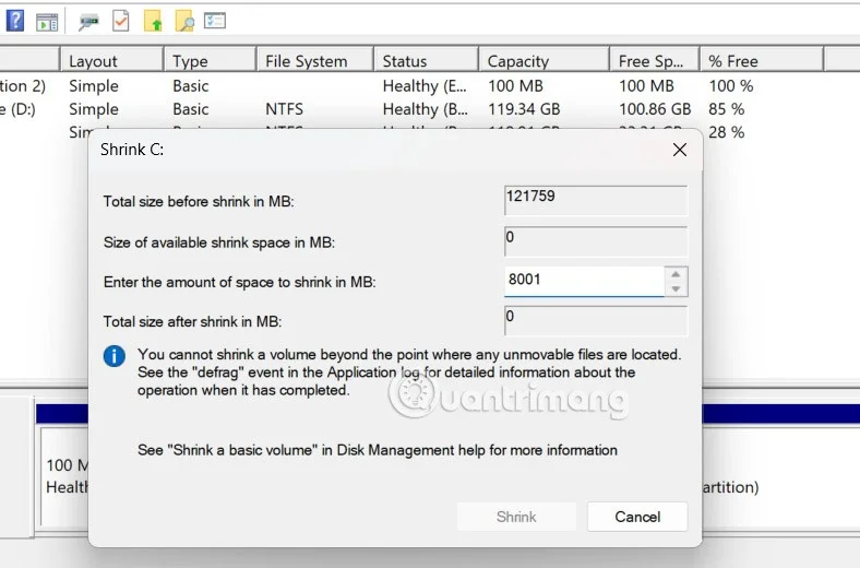 Como redimensionar a partição do Windows 11