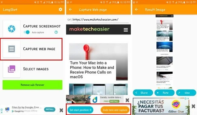 Tüm web sayfasını yakalamak için bir Android cihazın kayan ekran görüntüsünü alma talimatları