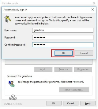 Turn off Windows 10 password when logging in for just 10 seconds