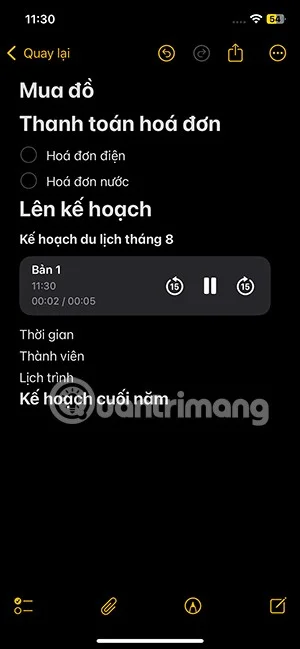 iPhone notlarına ses dosyaları ekleme talimatları