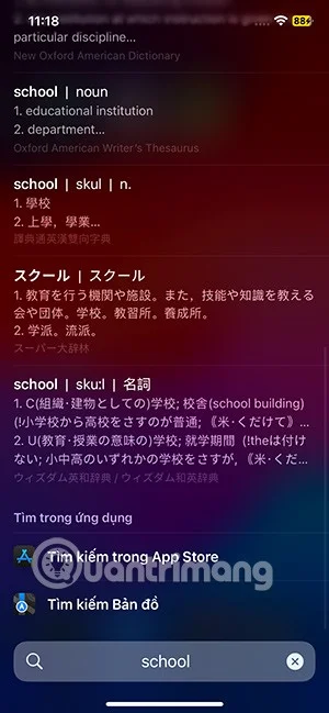 Instrukcje dotyczące korzystania ze słownika angielsko-wietnamskiego na iPhonie