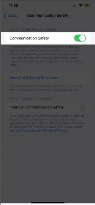 IPhone kullanan çocukları korumak için iletişim güvenliğini açma talimatları