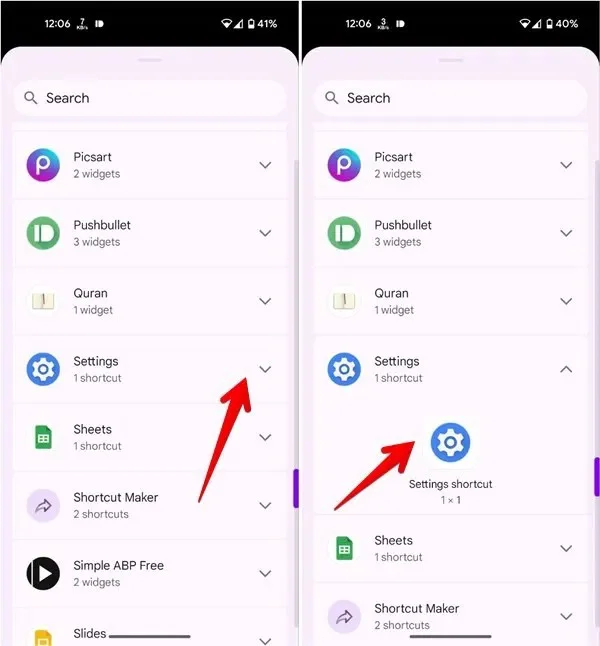 Android 홈 화면에 설정 앱 바로가기를 추가하는 방법
