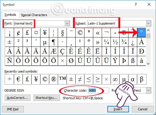 Instructies voor het invoegen van gradensymbolen in Word