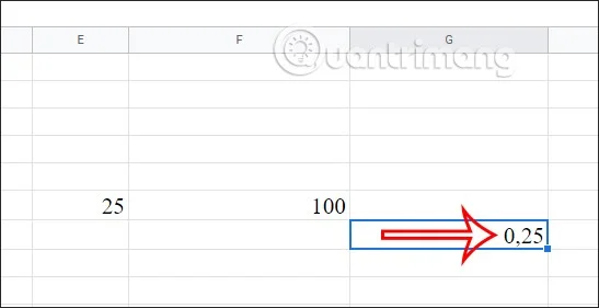 How to calculate percentage (%) in Google Sheets