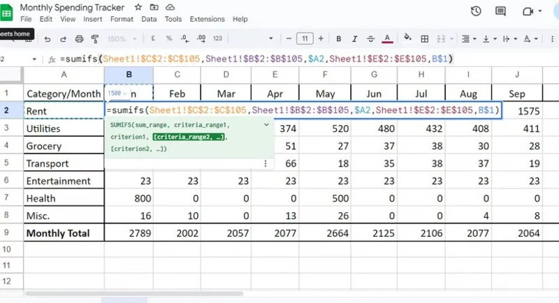 How to Create a Monthly Spending Tracker on Google Sheets