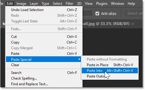 Cómo pegar una imagen en una selección en Photoshop