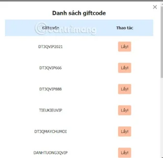 Code Danh Tuong 3Q, voer code DT3Q in 25 april 2025