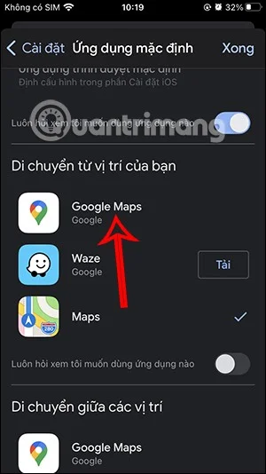iPhone'da Google Haritalar'ı varsayılan harita olarak ayarlama talimatları