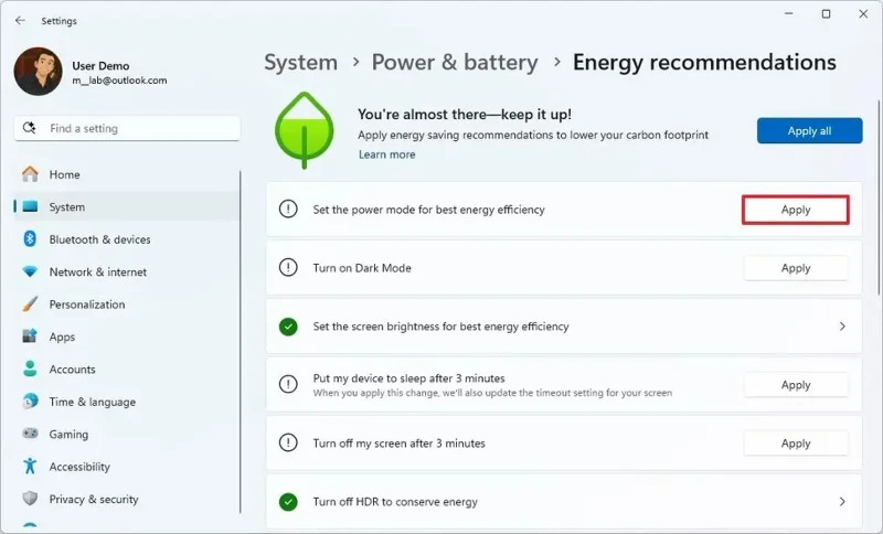 How to check which apps use a lot of battery on Windows 11