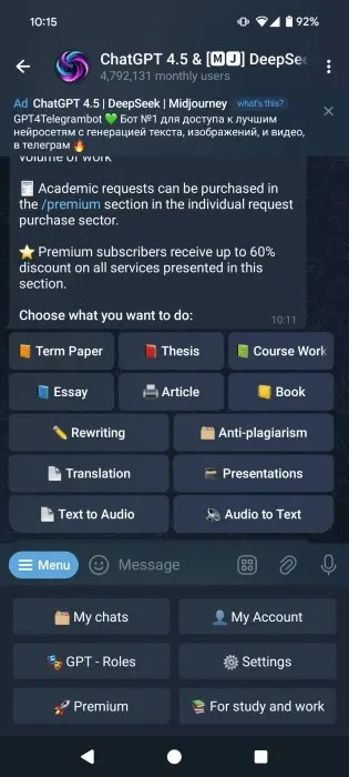 Hoe krijg je toegang tot ChatGPT op Telegram?